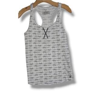 CK Calvin Klein Women's Pajama Soft Cotton Double Logo Print Lounge Sleep Tank